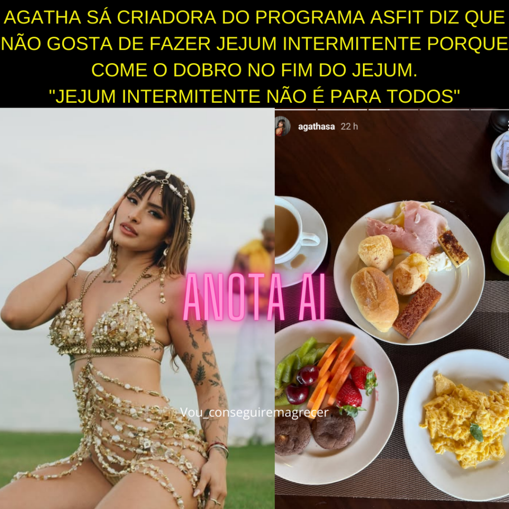 Jejum Intermitente faz mal ? Ágatha Sá Influenciadora Fitness  diz não ser a favor!